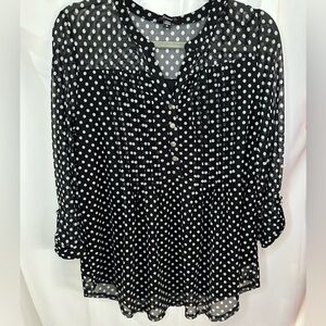Cocomo Black and White Polka Dot Blouse sheer lined